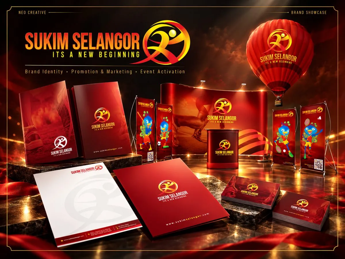 SUKIM Selangor showcase: logo with folders, banners and booth
